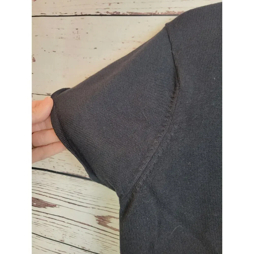 Vintage Cherokee Top Black Square Neck Soft Knit Short Sleeve Women's Size Large